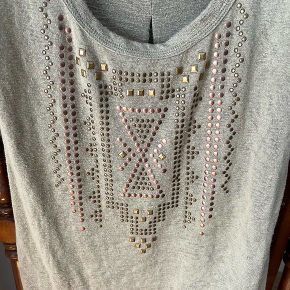 Bobeau Studded Top Knit Tee in Olive Green Size Small USA made - Picture 2 of 10